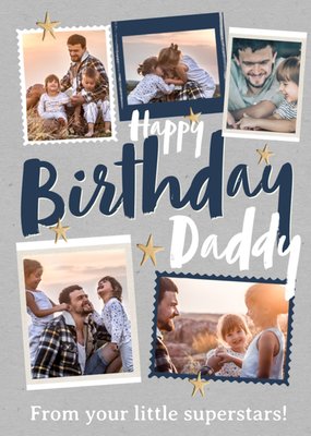 Little Superstars Happy Birthday Daddy Photo Upload Card