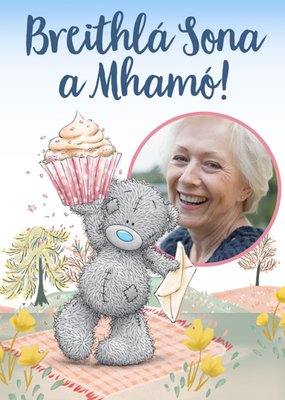 Tatty Teddy Illustration Gaelic Grandma Birthday Photo Upload Card