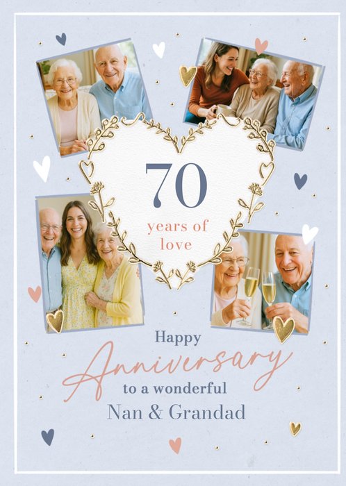 70 Years Of Love Anniversary Photo Upload Card For Nan And Grandad