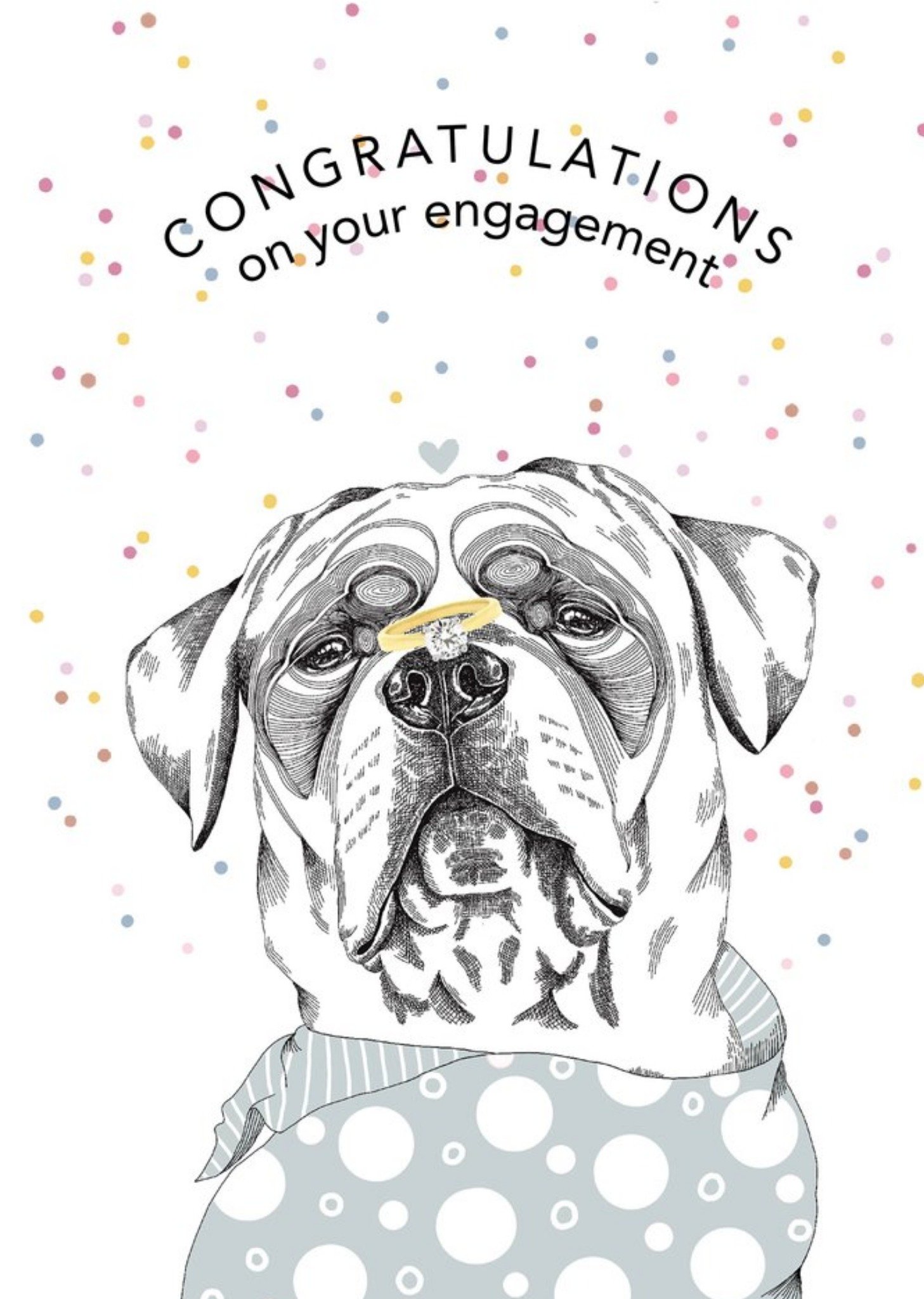 Moonpig Dotty Dog Art Illustrated Dog Confetti Engagement Card