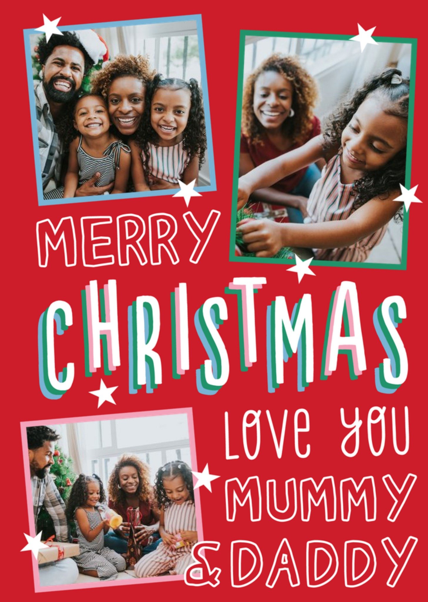 Moonpig Big Bold Type Typographic Photo Upload Mummy & Daddy Christmas Card