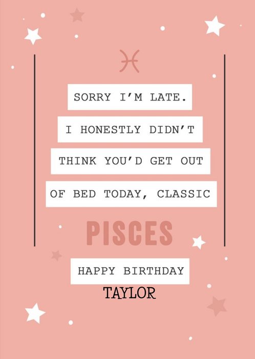 Classic Pisces Funny Zodiac Birthday Card