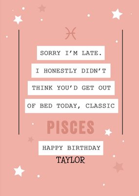 Classic Pisces Funny Zodiac Birthday Card