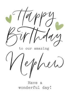 Typographic Calligraphy Nephew Birthday Card