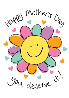 Fun Bright Smiley Faced Flower Mother's Day Card