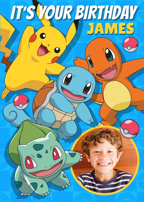 Pokemon Characters Photo Upload Birthday Card