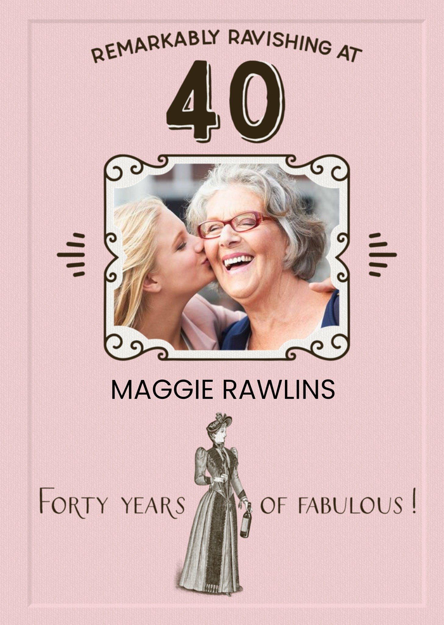 Moonpig Funny Retro 40th Birthday Photo Upload Card Forty Years Of Fabulous