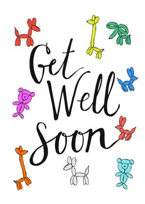 Get Well Soon Balloon AnimalTypographic Card