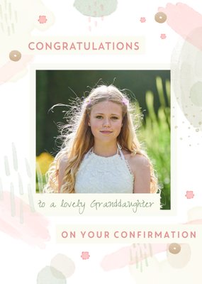 Abstract Watercolour Pattern Photo Upload Granddaughter Confirmation Card