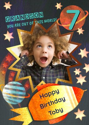 AYou are Out Of This World Editable age and Recipient Photo upload Birthday Card 