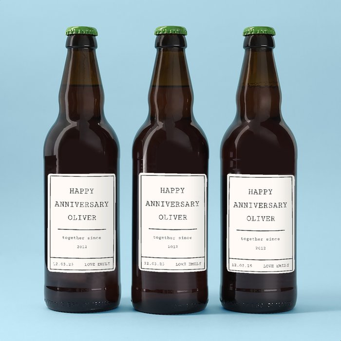 Personalised Happy Anniversary Beer Trio 3x500ml