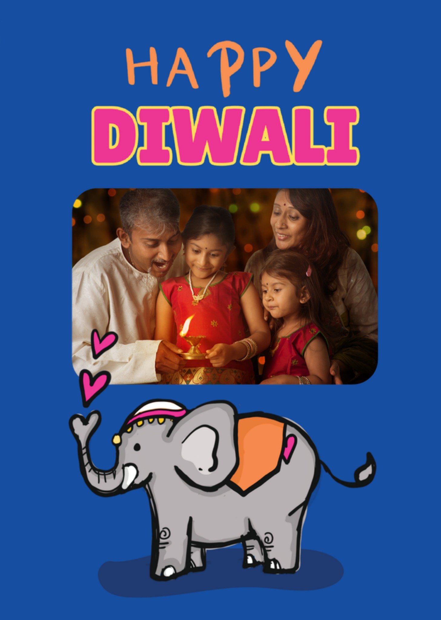 Moonpig Happy Diwali Illustrated Photo Upload Card