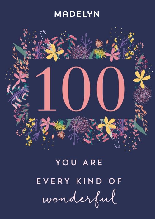 Floral 100th Birthday Card