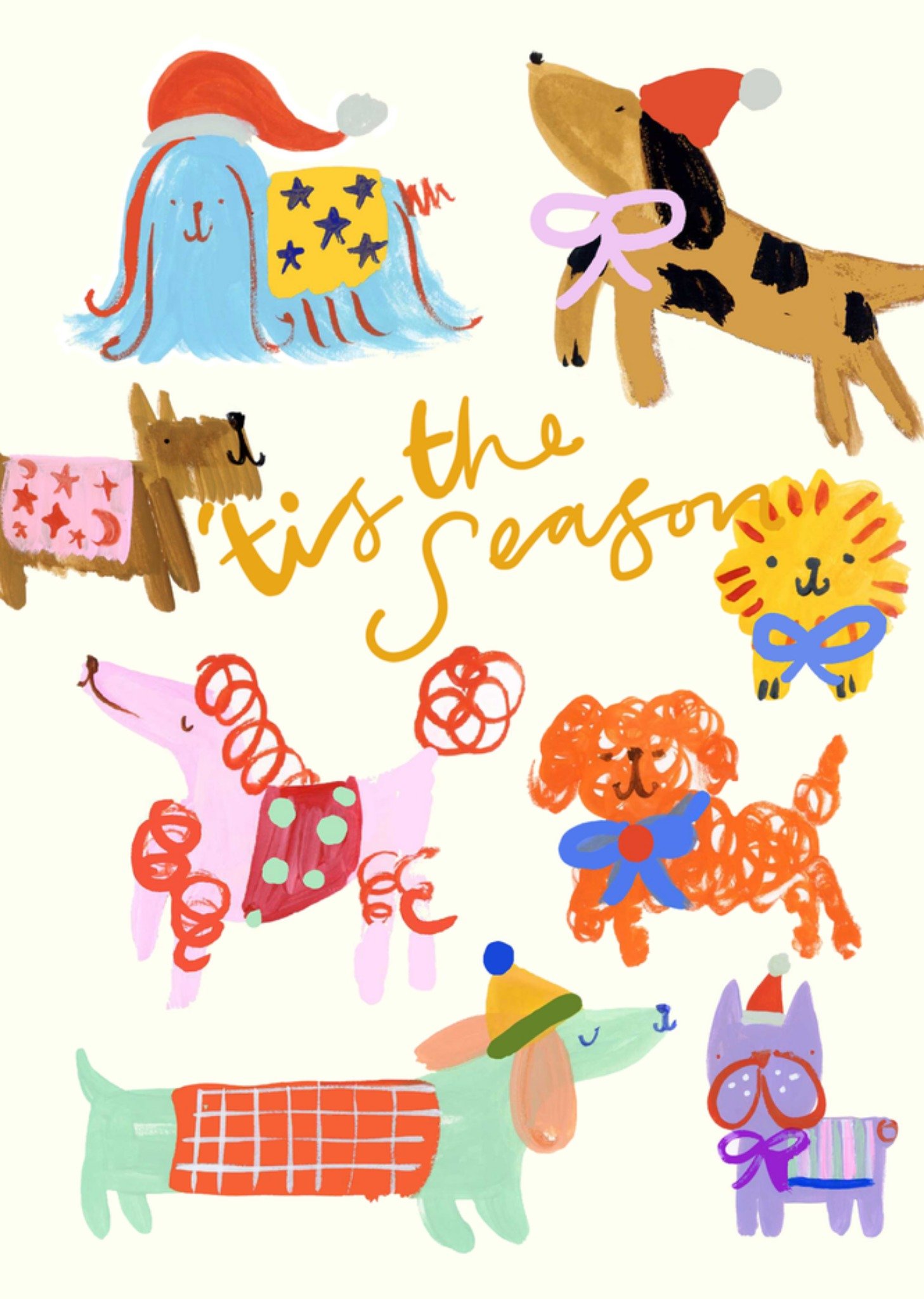 Moonpig Eleanor Bowmer 'tis The Season Illustrated Dogs Christmas Card
