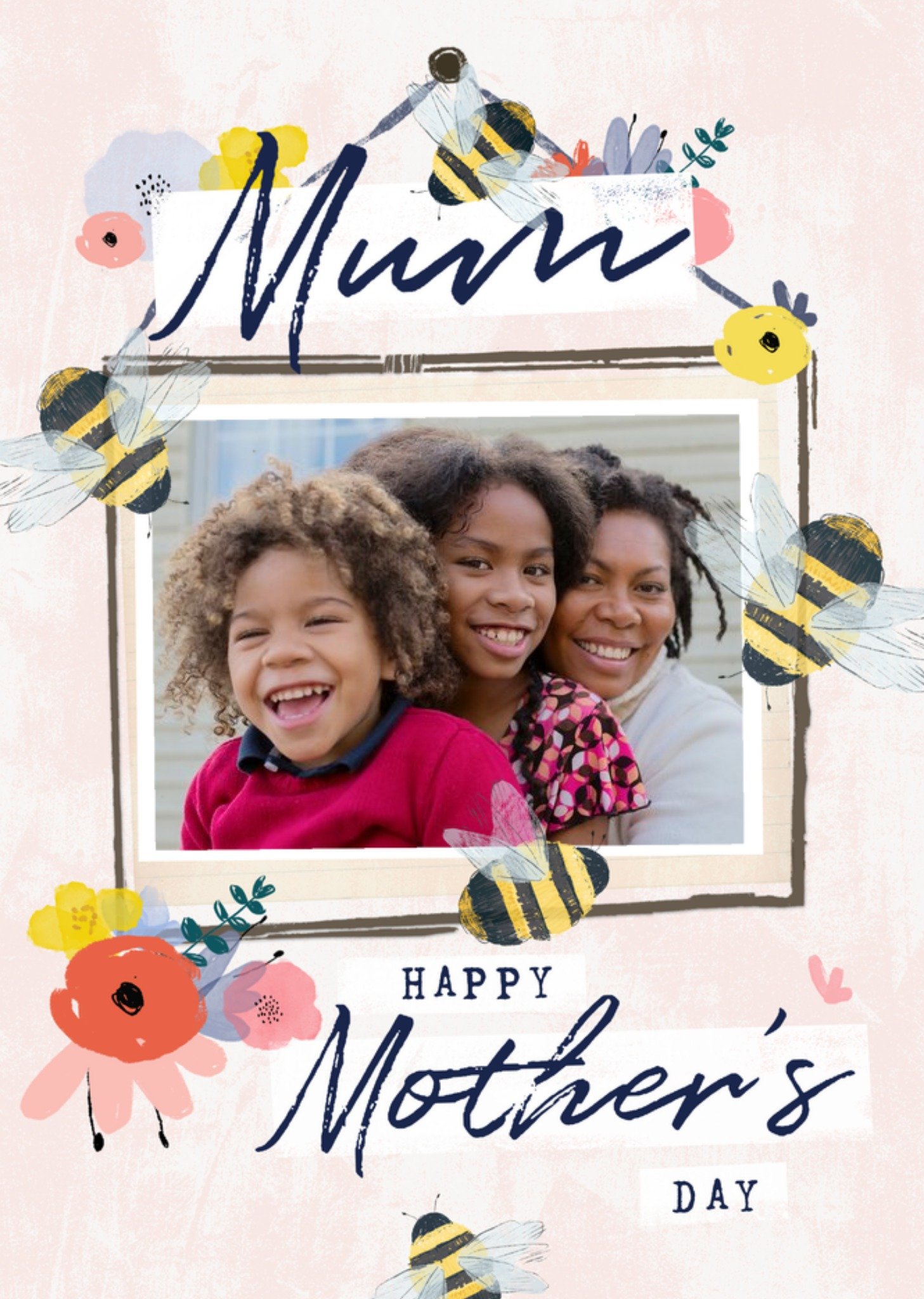 Moonpig Bees Knees Floral Photo Upload Mothers Day Card