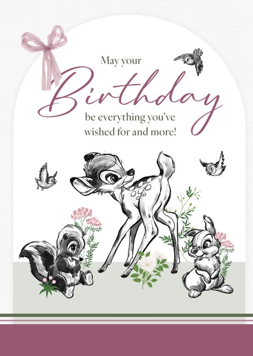 Disney Bambi May Your Birthday Be Everything You've Wished For And More Illustrated Birthday Card