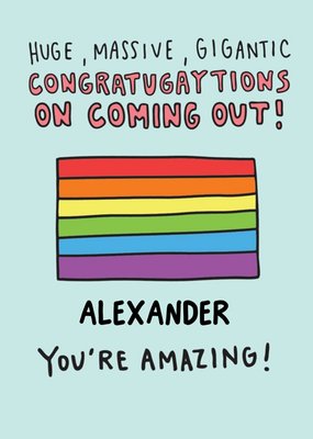 Congratulations on Coming out Card - Pride flag