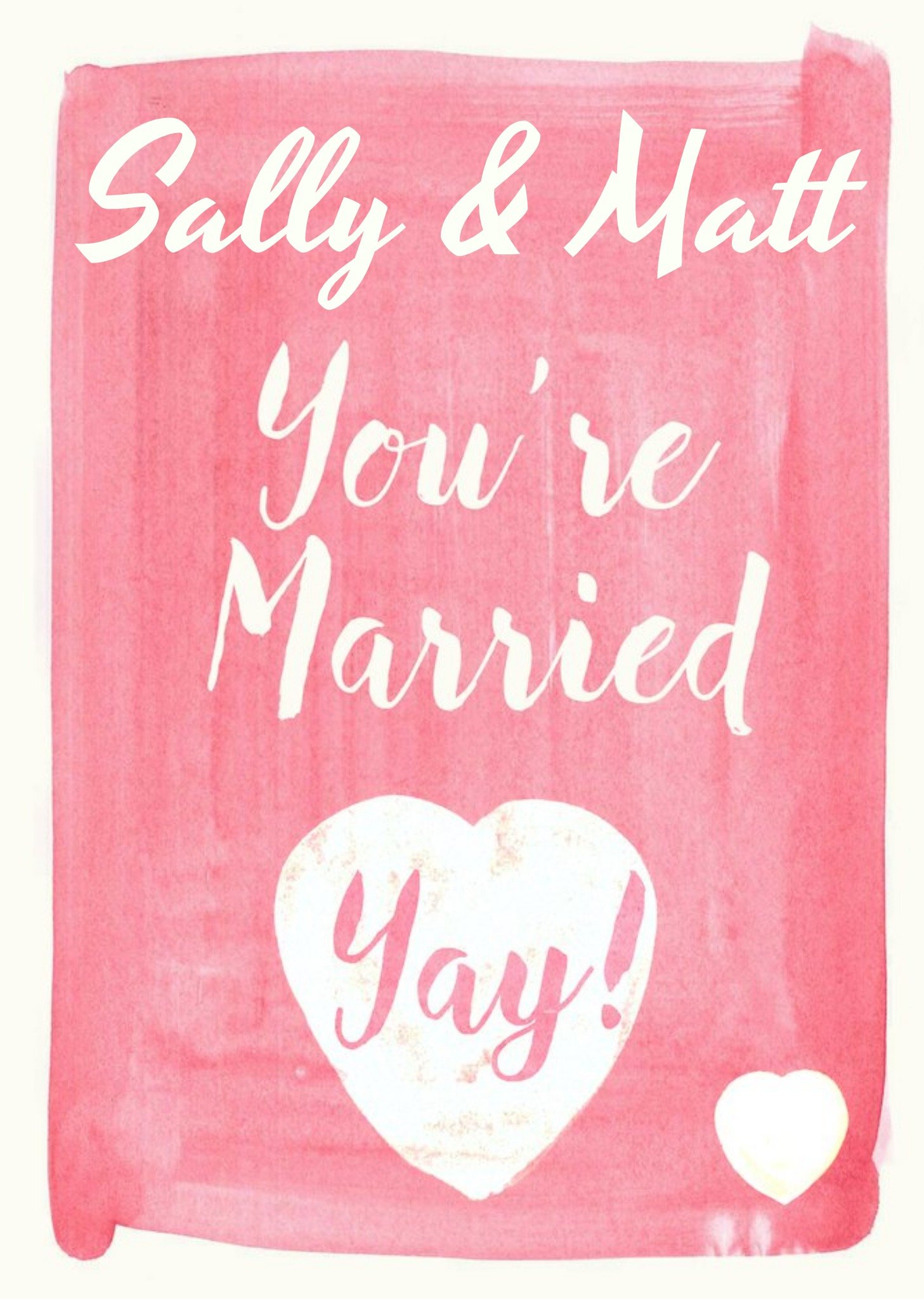 Moonpig Pink And White Yay You're Married Personalised Wedding Card