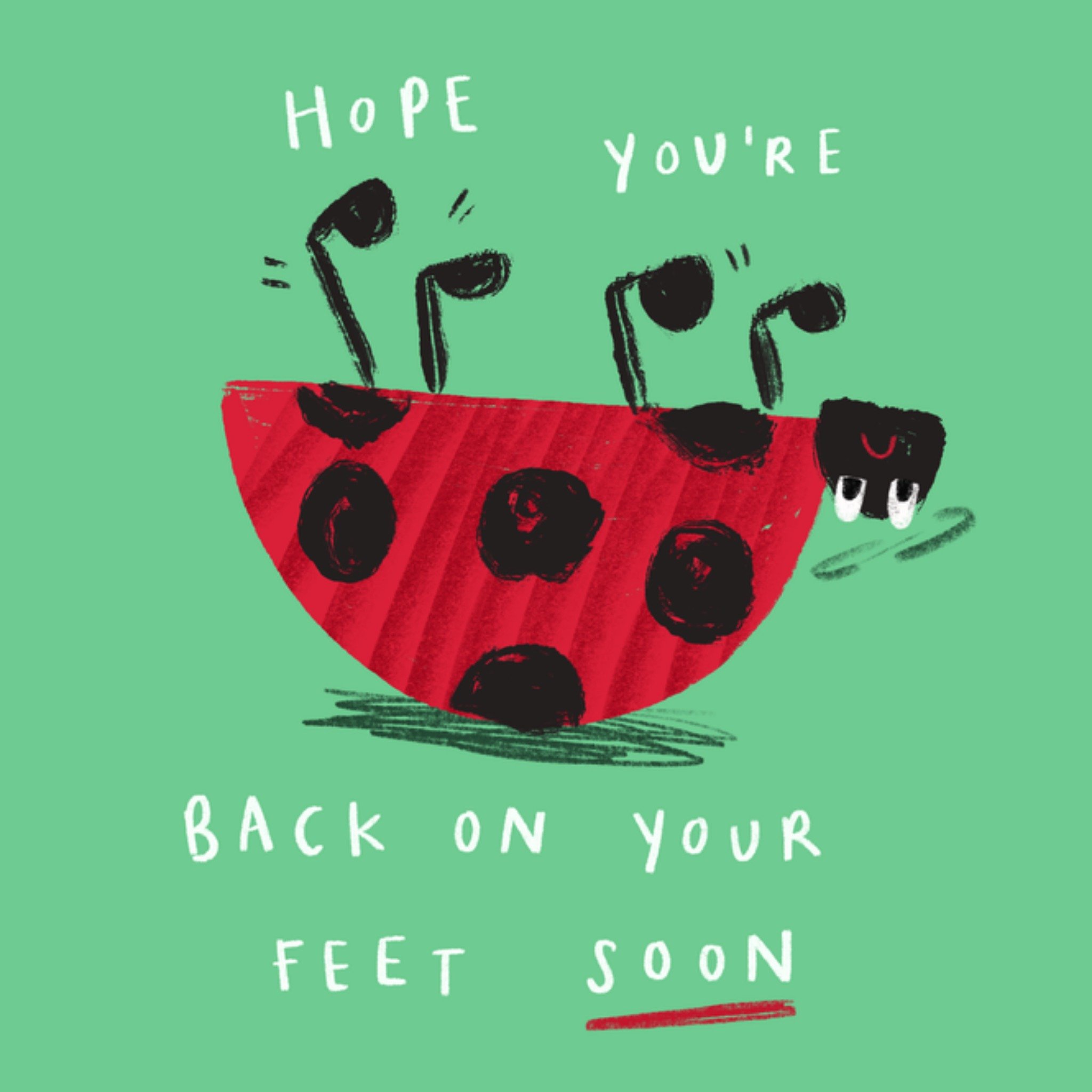 Moonpig Hope You're Back On Your Feet Soon Ladybird Get Well Card