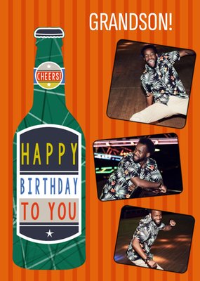 Beer Bottle Photo Upload Birthday Card