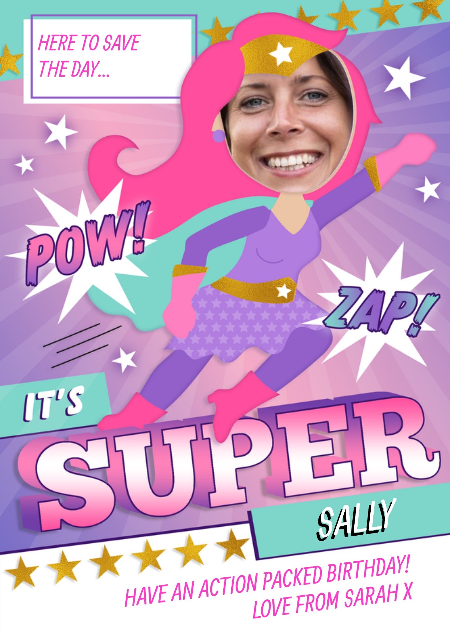 Moonpig Its Superhero Personalised Name To Save The Day Photo Card