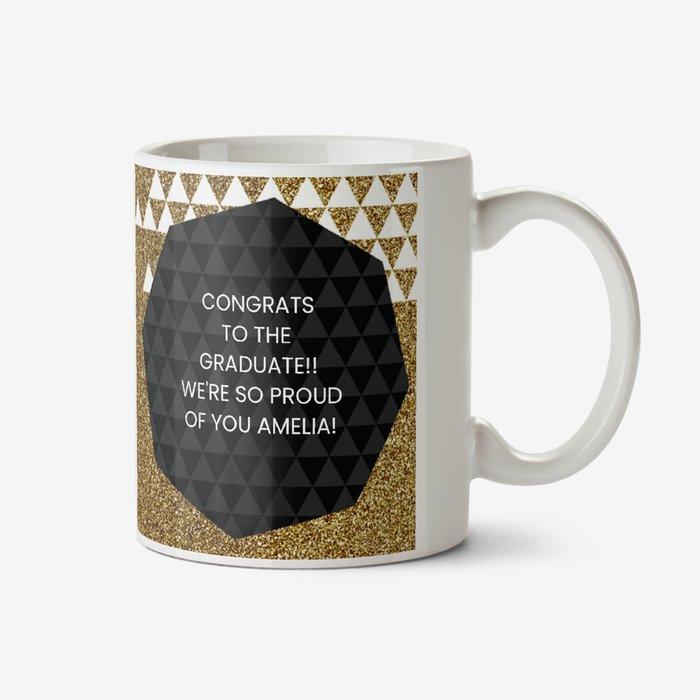 Graduation Congratulations Glitter Photo Upload Mug