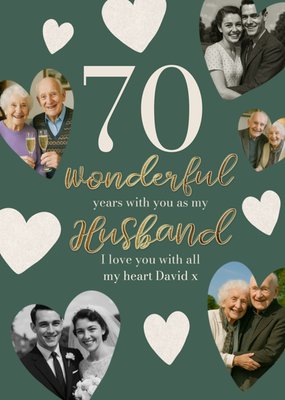 70 Wonderful Years With You As My Husband Photo Upload Card