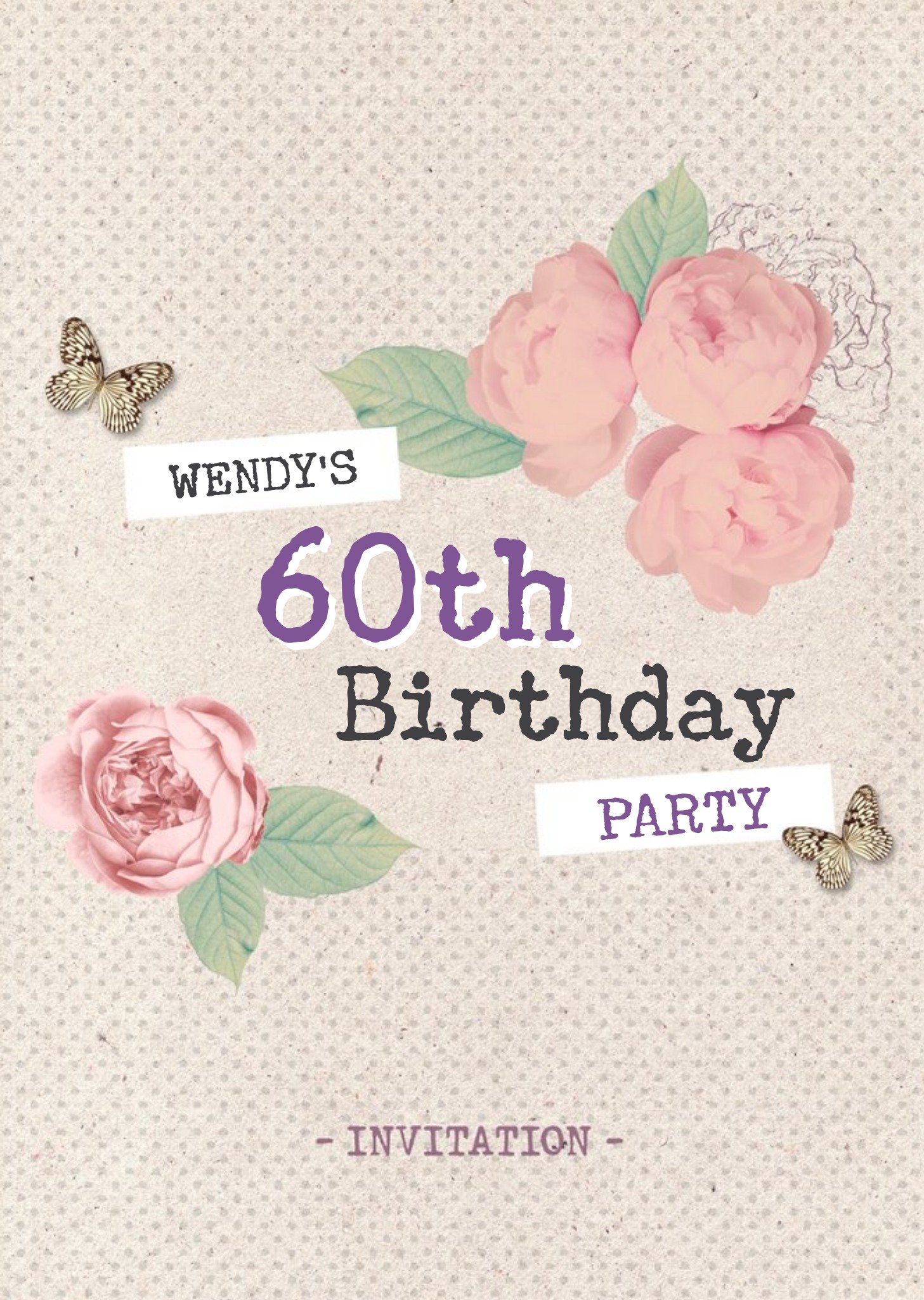 Moonpig Pretty Flowers 60th Birthday Party Invitation