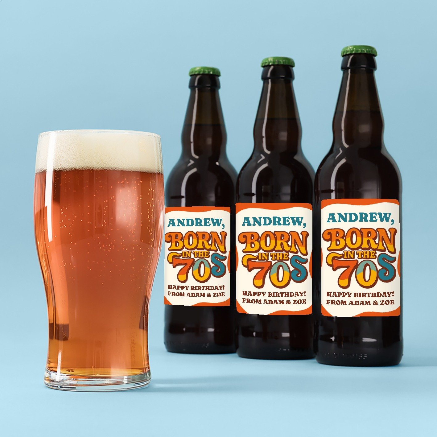 Hogs Back Personalised Born In The 70's Beer Trio 3X500Ml