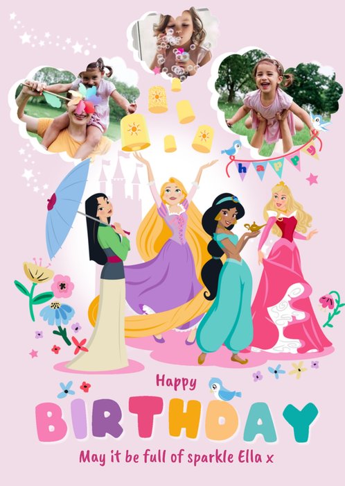 Birthday Full Of Sparkle Disney Princess Photo Upload Card