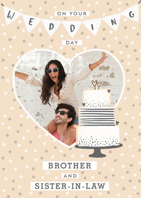 Cute Illustrated Polka Dot Photo Upload Wedding Day Card