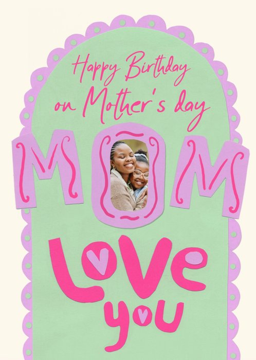 Happy Birthday On Mother's Day Mom Photo Upload Card