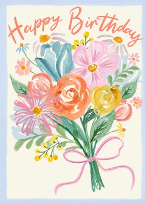Painted Summer Flower Bouquet Birthday Card