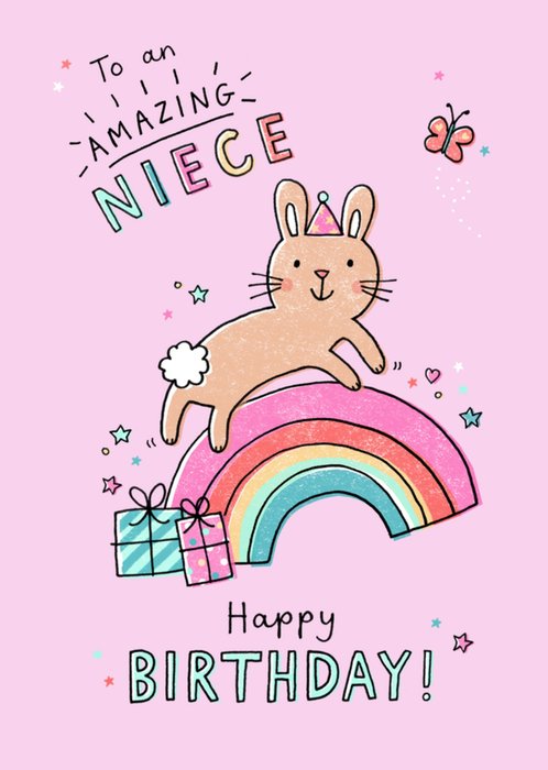 Cute Illustrated Rabbit Niece Birthday Card