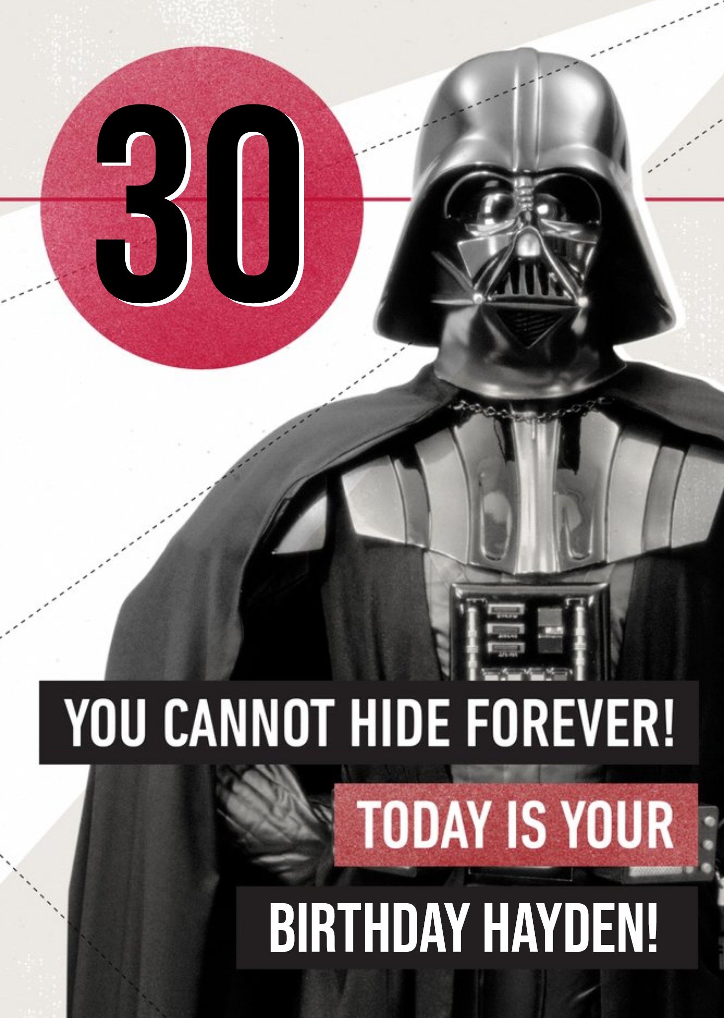 Disney Star Wars Darth Vader 30th Birthday Card