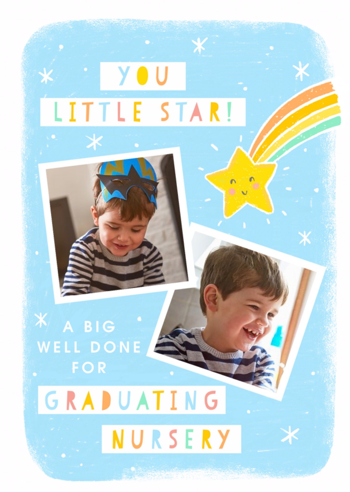 Moonpig Claire Nicholson Illustrated Cute Shooting Star Graduating Nursery Photo Upload Card