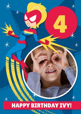 Marvel Comics Happy Birthday Captain Marvel Photo Upload Card