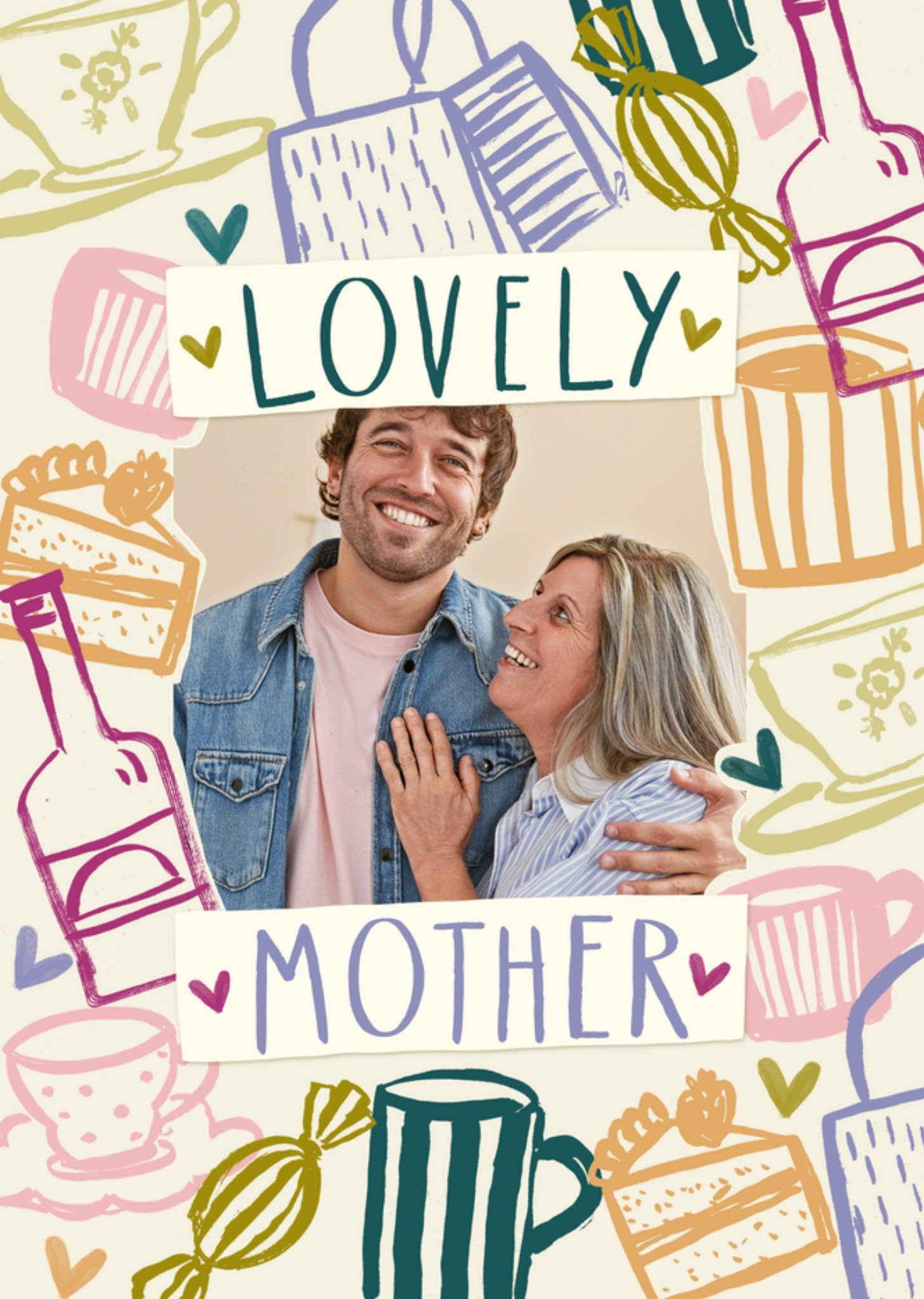 Moonpig Lovely Mother Illustrated Photo Upload Mother's Day Card