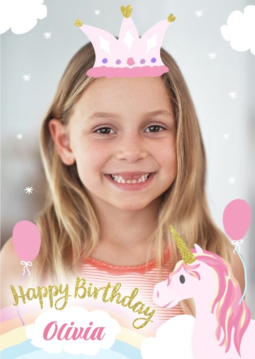 Incognito Unicorn Photo Upload Birthday Card