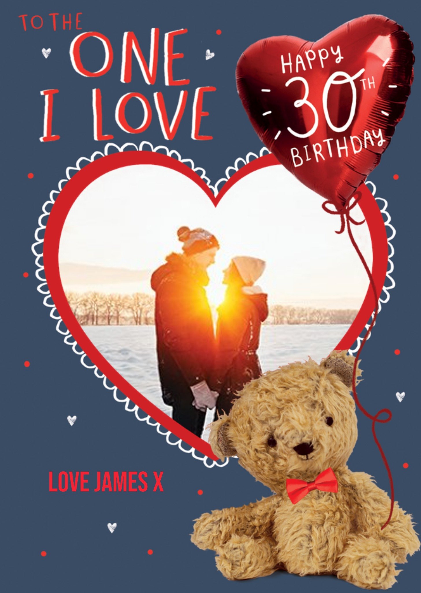 Love Hearts Clintons Illustration Hearts Photo Upload 30th Birthday Milestone Card