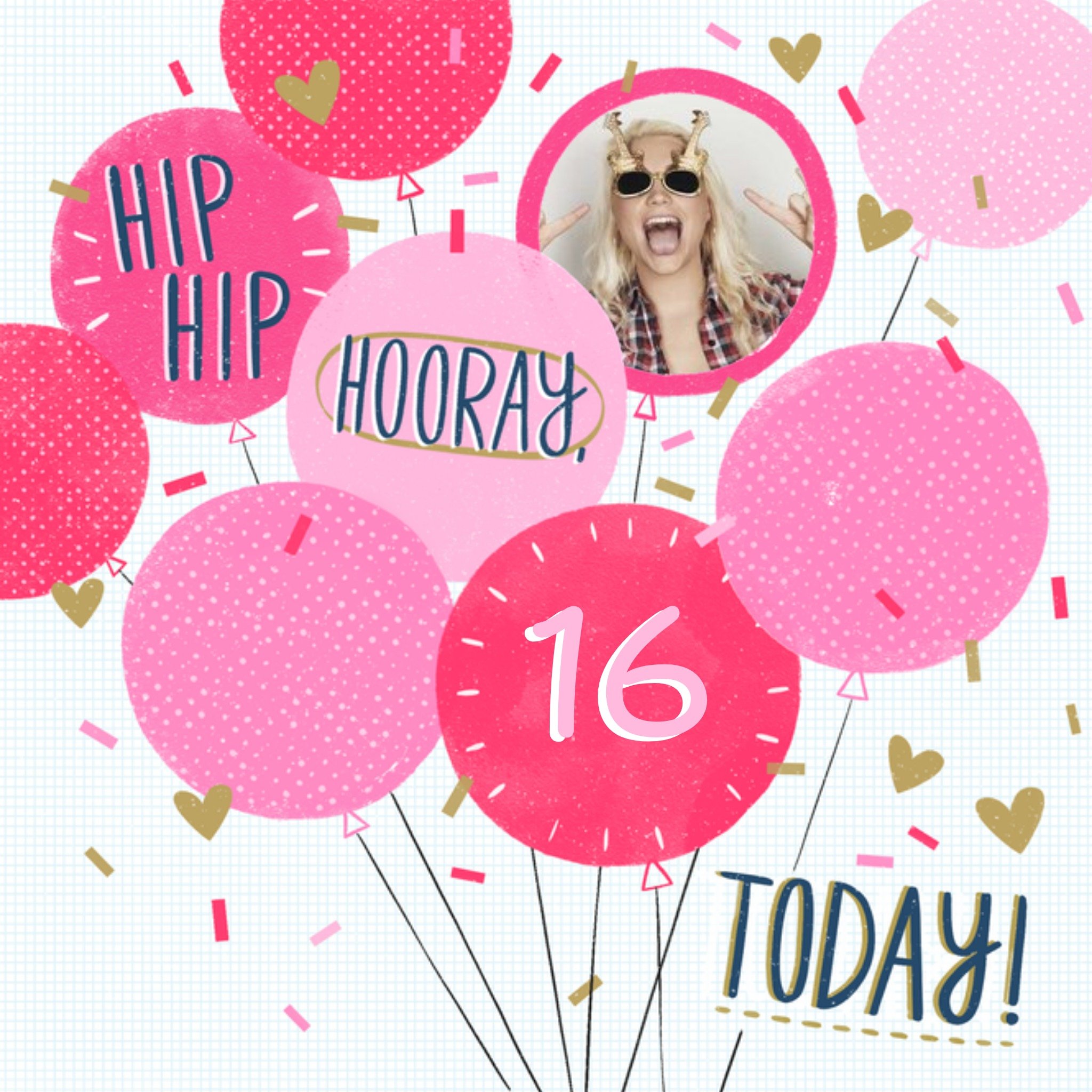 Moonpig Illustration Of Pink Balloons On A White Background Photo Upload Birthday Card