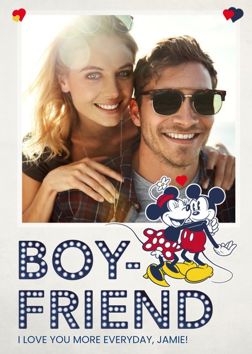 Disney Minnie And Mickey Mouse Valentines Day Boyfriend Photo Card