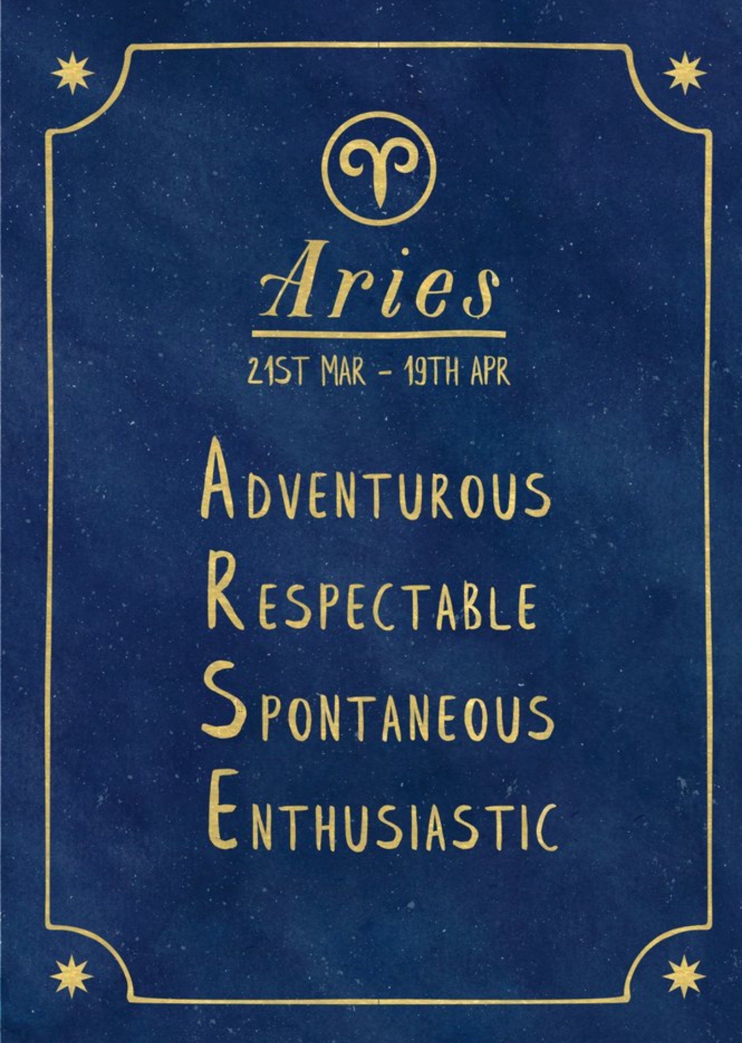 Moonpig Funny Rude Horoscope Birthday Card - Aries