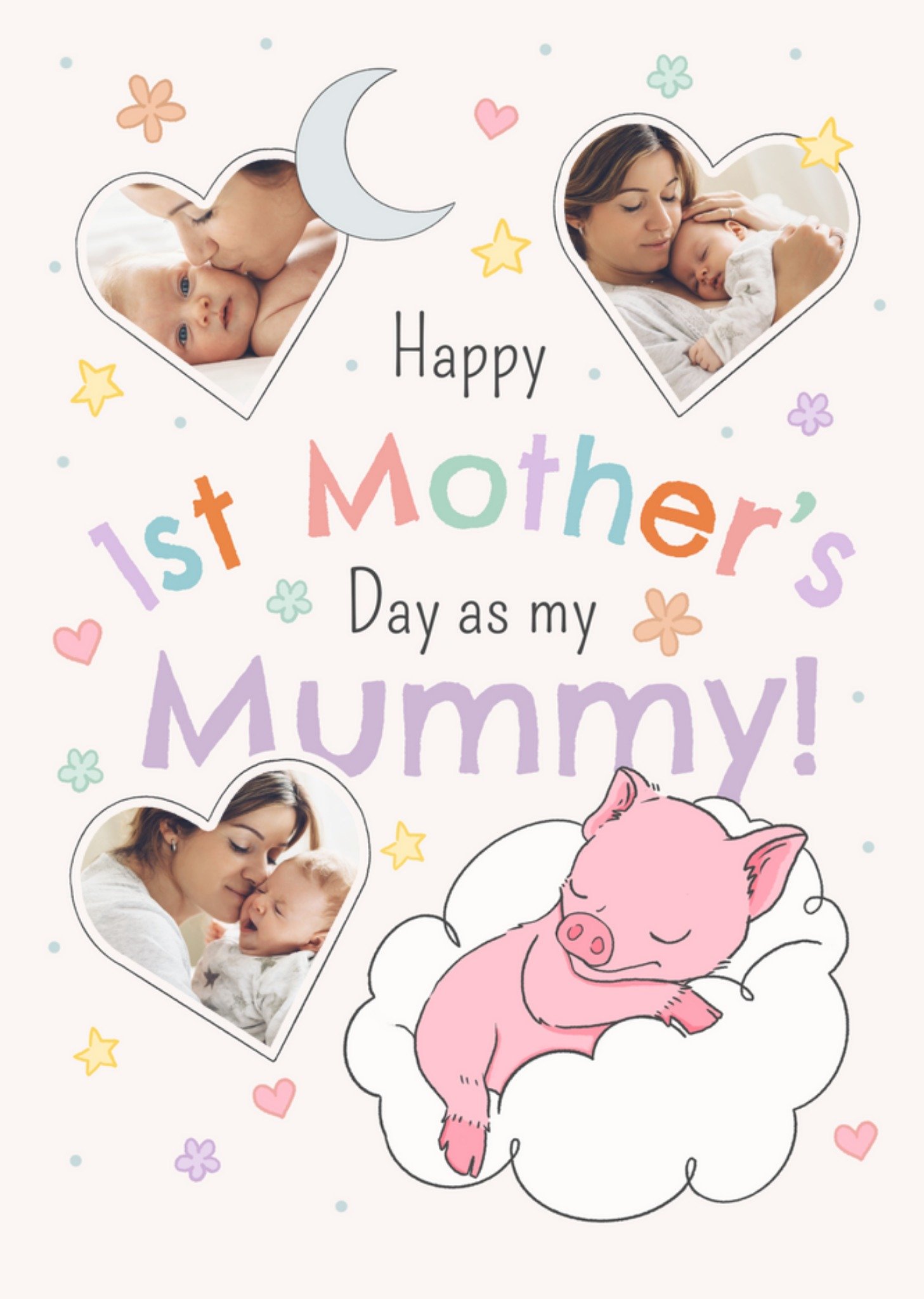 Moonpig Exclusive Happy First Mother's Day Photo Upload Card, Large
