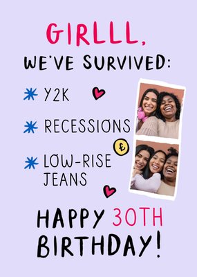 We've Survived Photo Upload Happy 30th Birthday Card