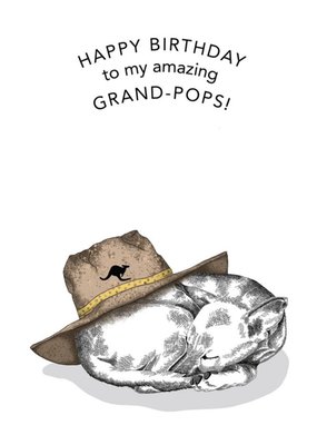 Dotty Dog Art Illustrated Animal Hat Grandad Birthday Dogs Card