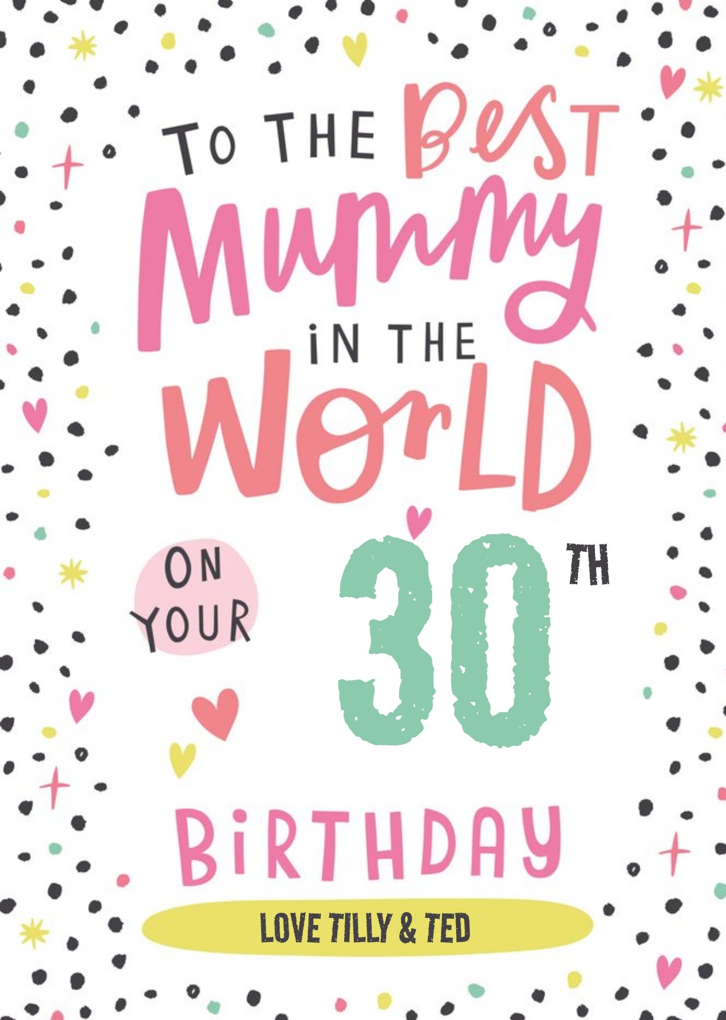 Moonpig Cute Typographic Customisable Mummy Birthday Card