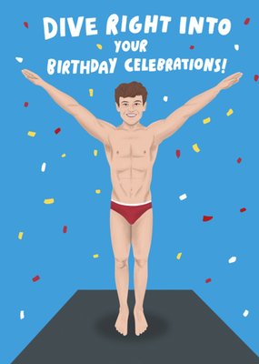 Dive Right Into Your Birthday Celebrations Illustrated Diver Birthday Card 