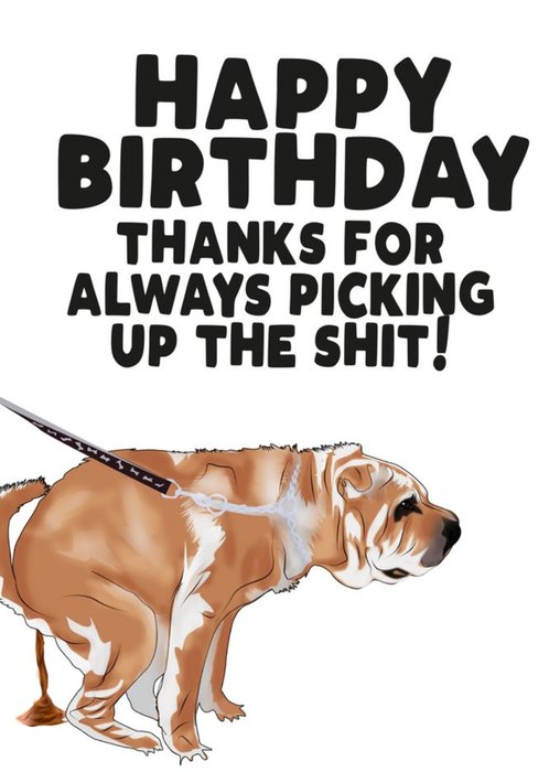 Thanks for Always Picking Up The Shit Dog Happy Birthday Card