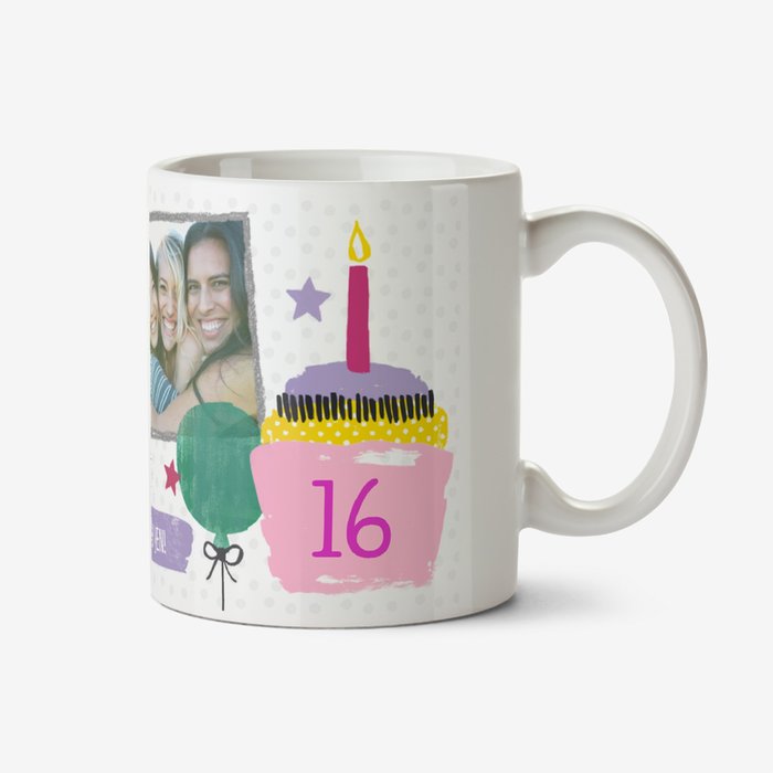 Happy Birthday Doodles White Photo Upload Mug